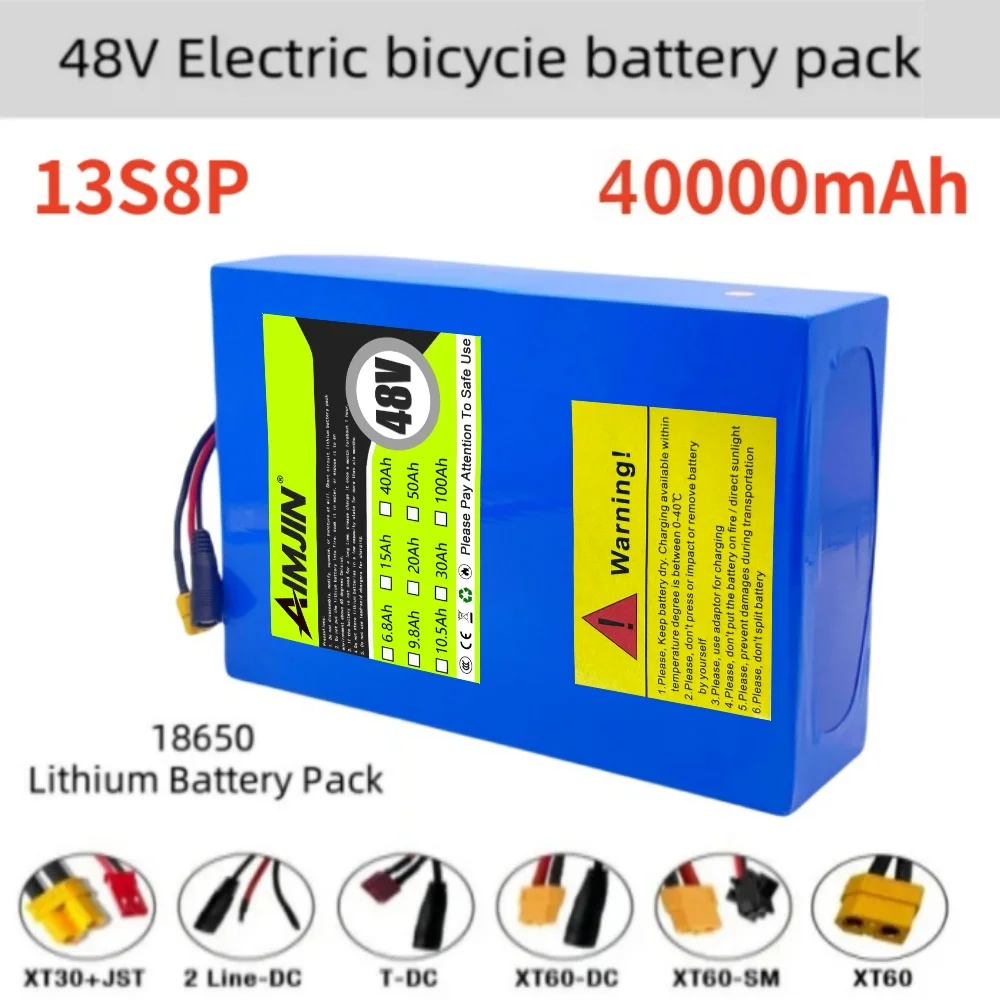 Lithium Battery Pack for Motorized Scooter, 48V 40Ah 13s8p, 4000 mAh, 2000W, Built-in 50A BMS