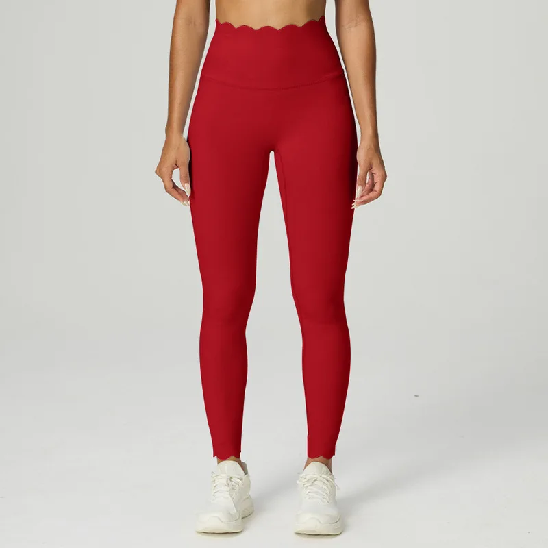 Wave Lace Seamless Sports Fitness Pants Peach Butt Yoga Wear Compression Pants High Waist Tight Yoga Leggings Workout Clothes