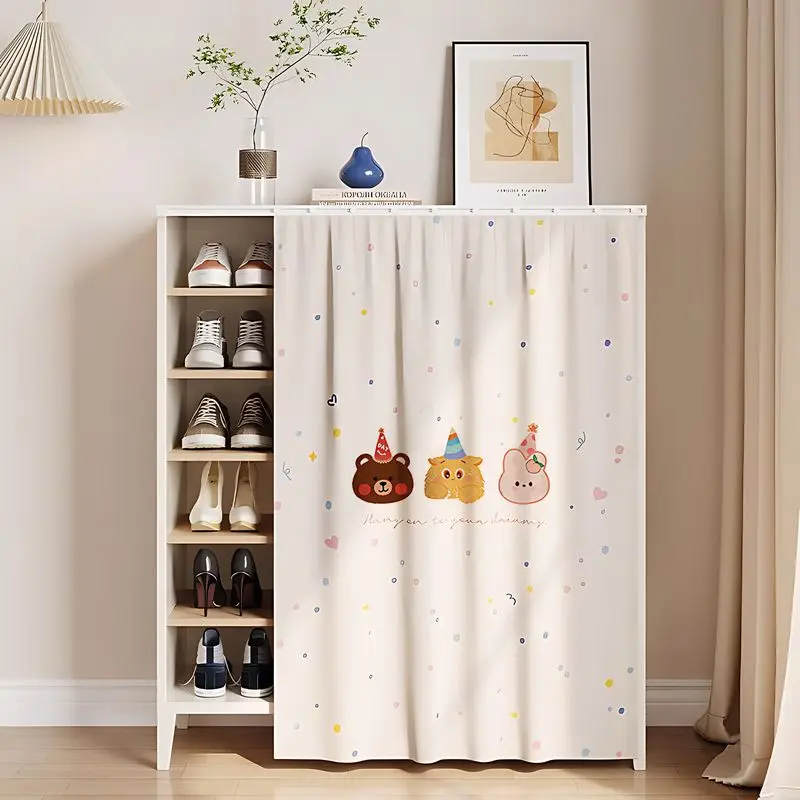 VIKAMA Cartoon Cloud Sun Plant Cabinet Curtain Shoe Cabinet Cover Shelf Dust Curtain Kids Room Cute Aesthetic Home Decor