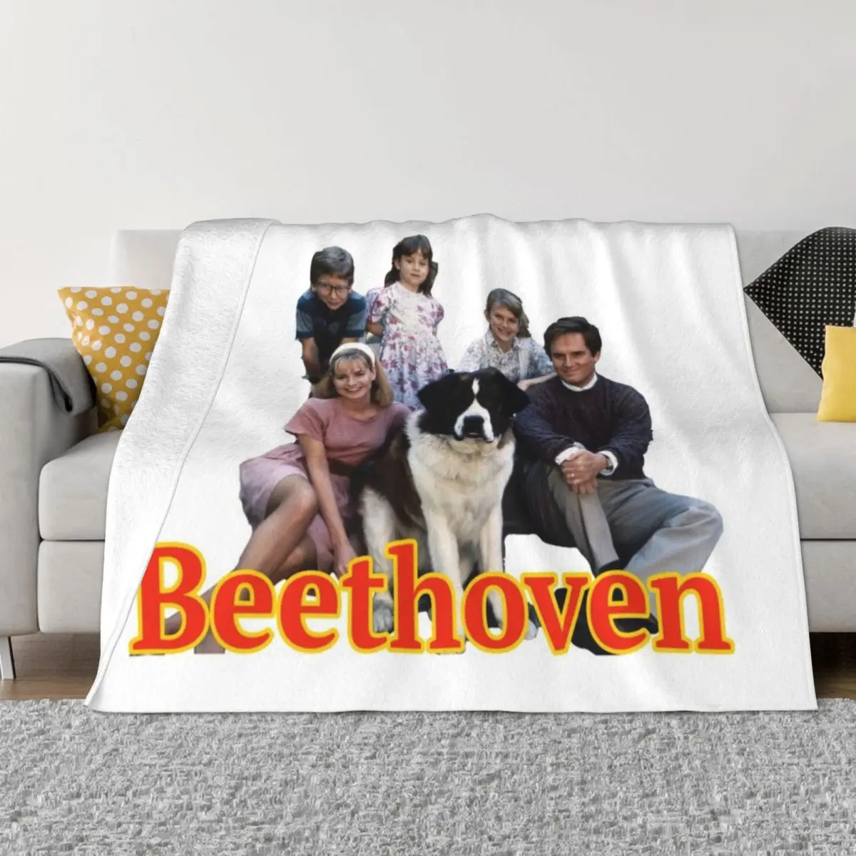 Beethoven Throw Blanket Cute Plaid on the sofa Blankets