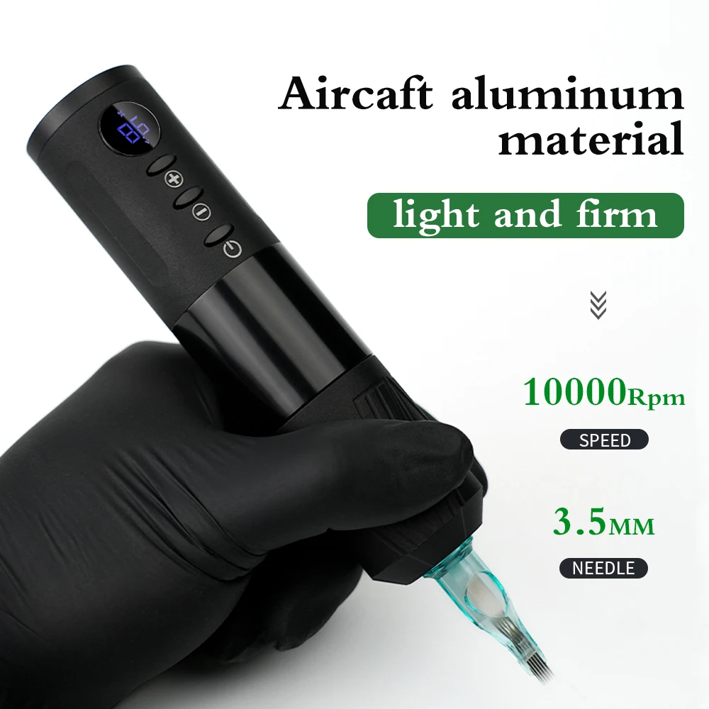 Wireless Tattoo Machine Rotaty Battery Pen Coreless Motor with 1450 mAh LED Digital Display Portable Power Pack  For Body Art