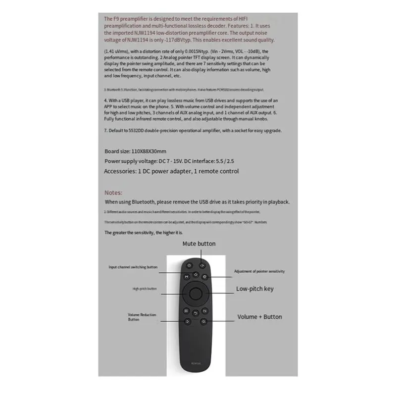 F9 HIFI Preamplifier Independent Decoding True Color Pointer Screen Independent Decoding True Color Pointer Display Amplifier