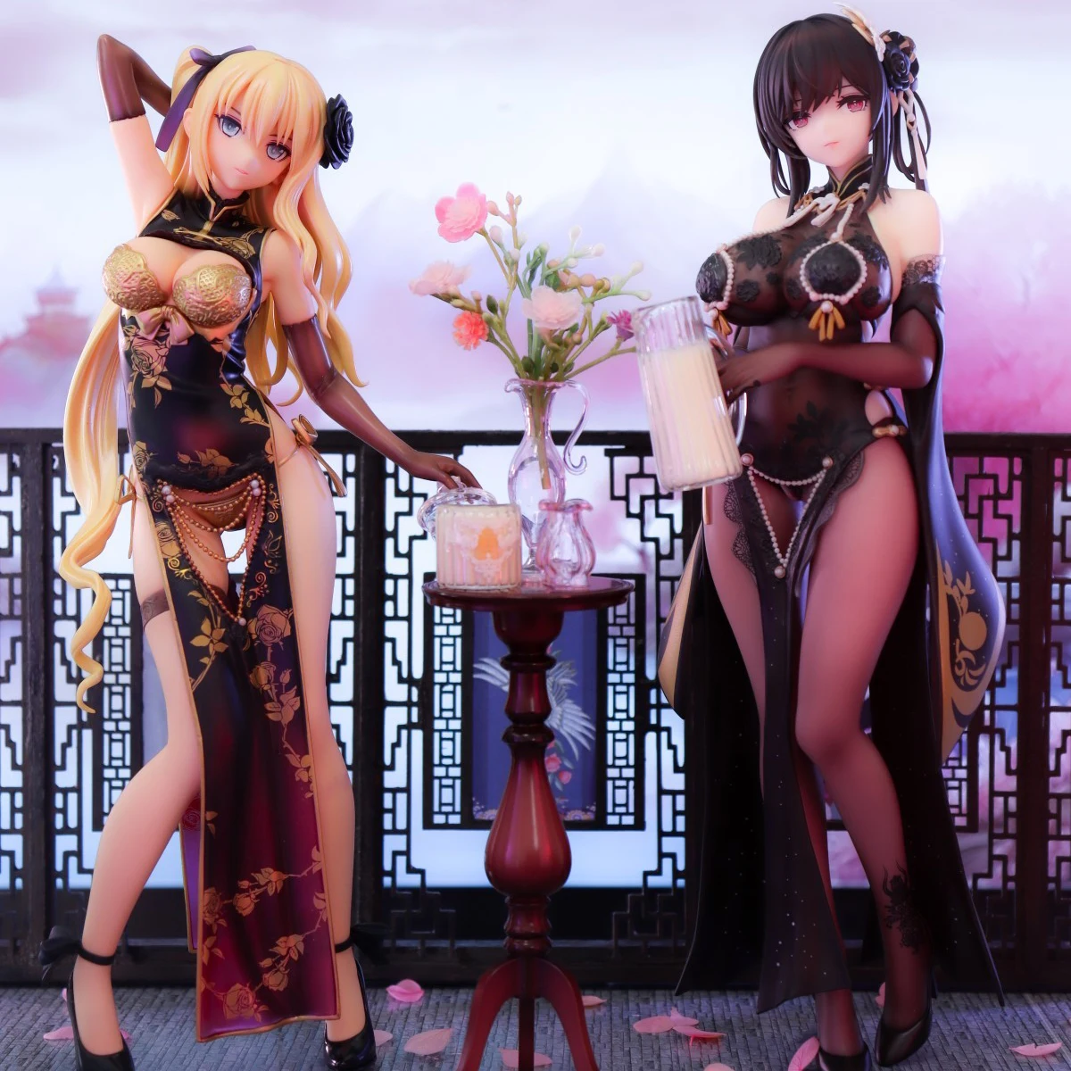 

25-сантиметровая аниме-фигурка по игре Azur Lane: Чэнь Хай в черном шелковом платье-ципао, стоячая модель, коллекционная игрушка, подарок, экшн-фигурка из ПВХ