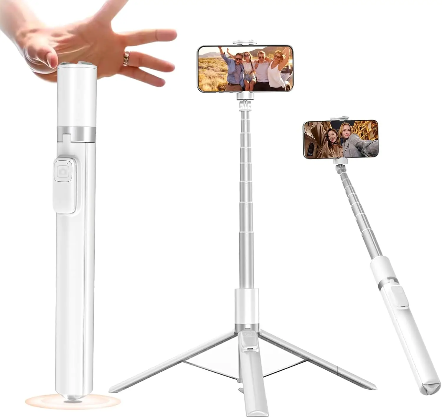 

68.1' Selfie Stick with Magnetic Bluetooth Remote, 360° Rotatable Phone Stand for iPhone/Android, Portable Vlog & Live Tripod