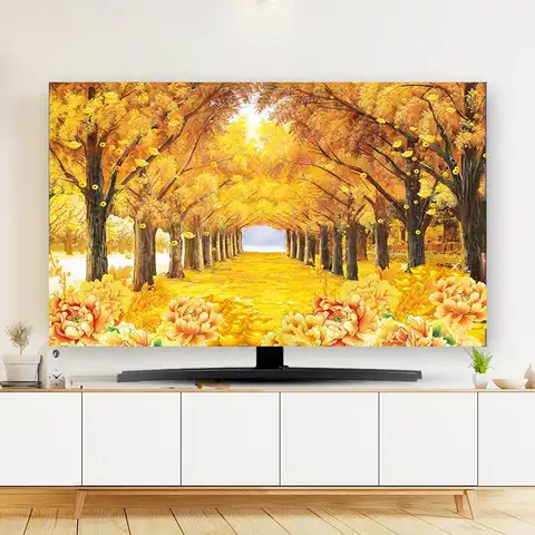 55인치 65인치 벽걸이형 커브드 스크린 TV용 TV 먼지 방지 커버, 새 풀페이지 TV 커버, 가정용 패브릭 보호 커버