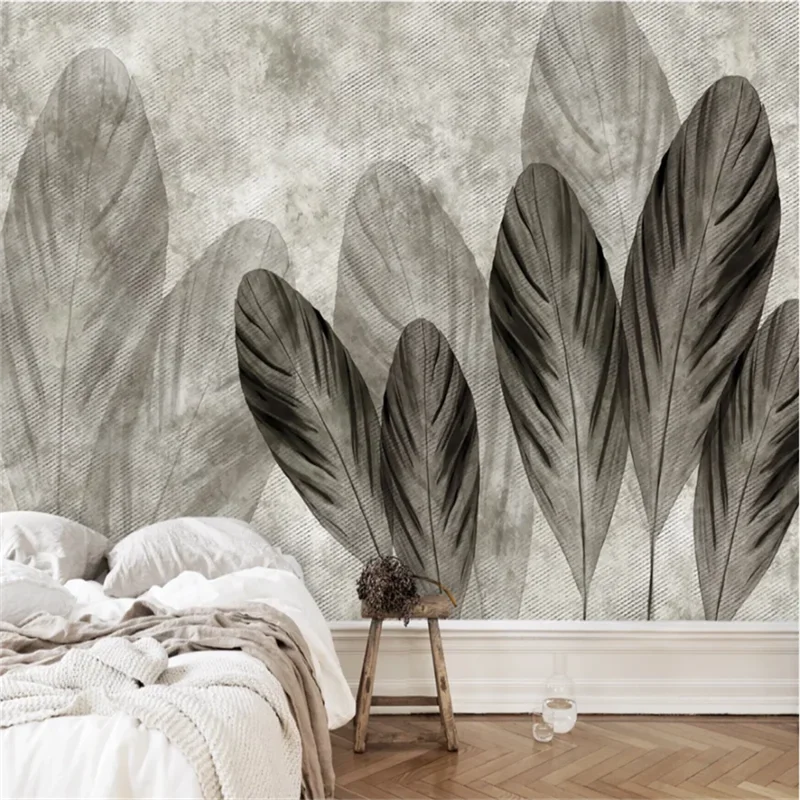 Benutzer definierte Tapete 3d Wandbild nordische moderne minimalist ische weiße Feder Wohnzimmer TV Hintergrund Wand handgemalte Textur Kunst
