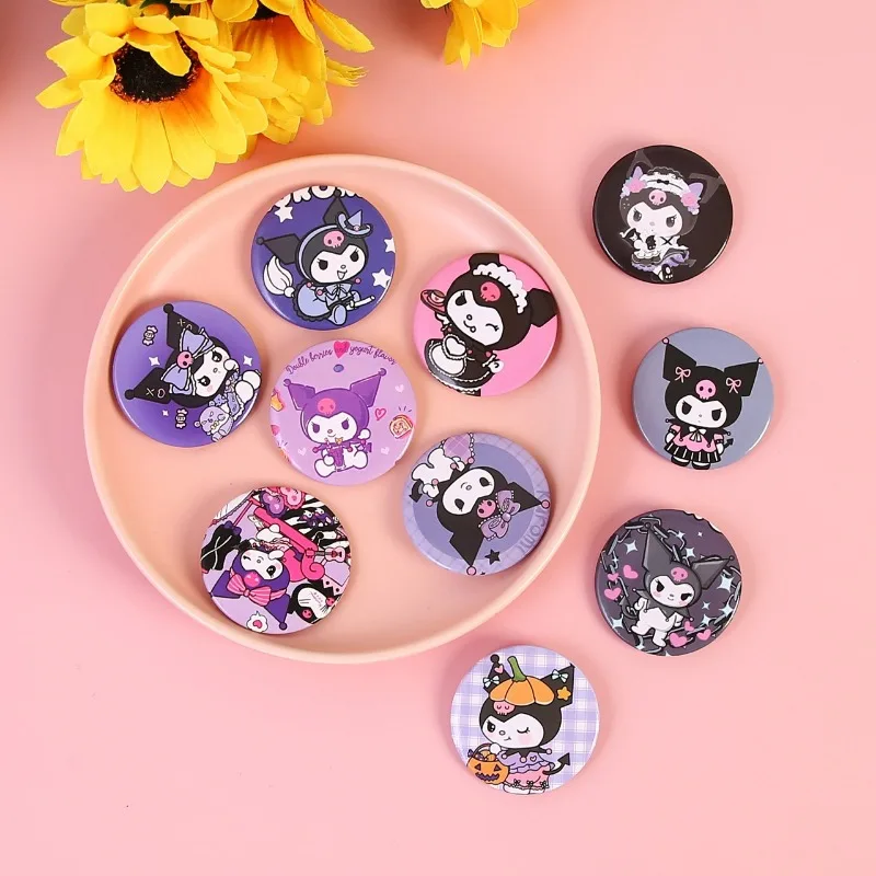 Sanrio Kuromi Broochs Anime Action Figure Cute Cartoon PVC Brooch Anime Merchandise Clothing SchoolBag Decoration Children Gifts