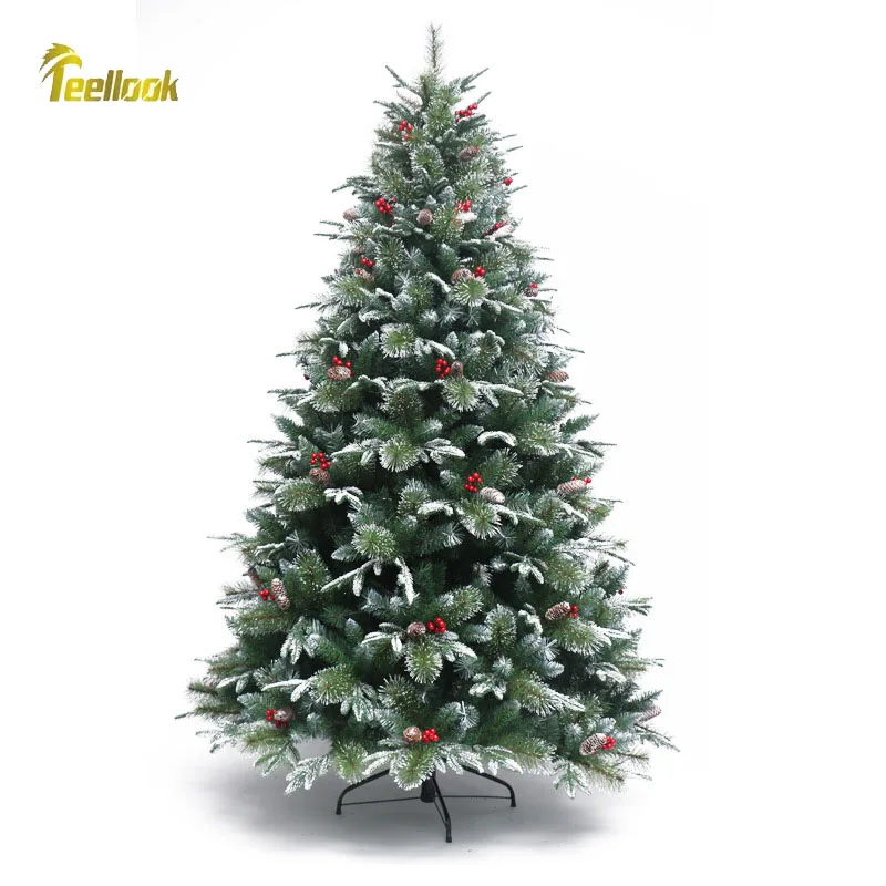 

Teellook 1.2m/5.0m PE+PVC pine needle mixed Christmas tree with berries New Year Christmas Mall hotel decoration