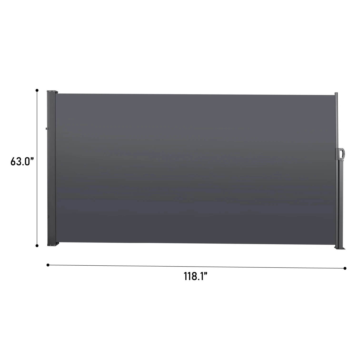 Retractable Side Screen Awning, UV Resistant, Waterproof Patio Privacy Screen (Dark Grey) 118.1" x 62.99"