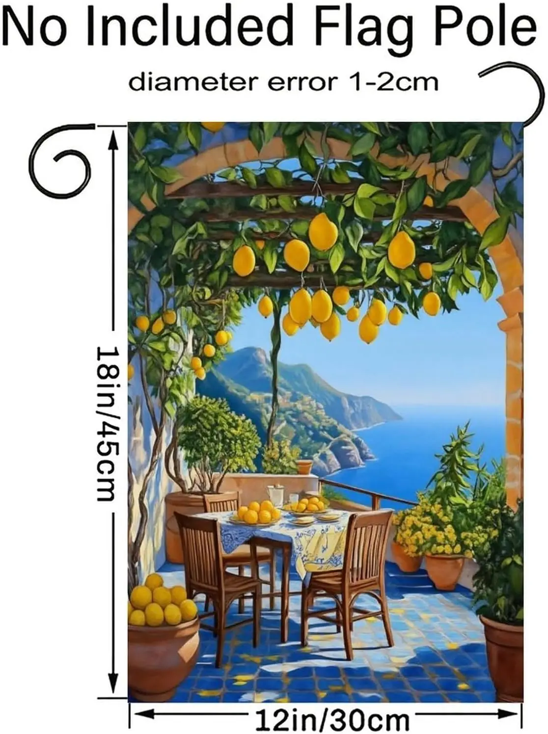 Lemon Grove Terrace Garden Flag Single Sided,Vertical Linen Yard Flags Burlap,Outdoor Decoration for Patio Lawn Porch Farmho PPM