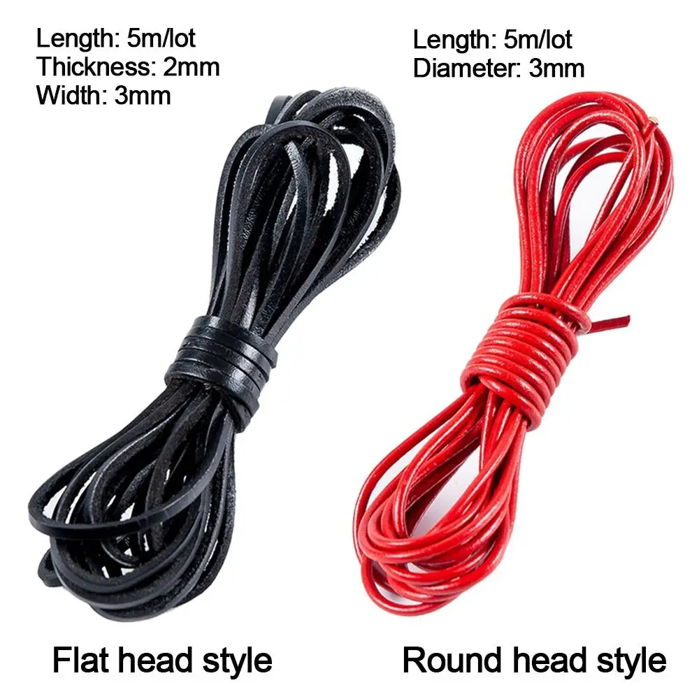 الرجعية جولة جلد طبيعي الحبل شقة 5 متر جلد البقر حبل ثونغ الحبل سوار ذاتي الصنع