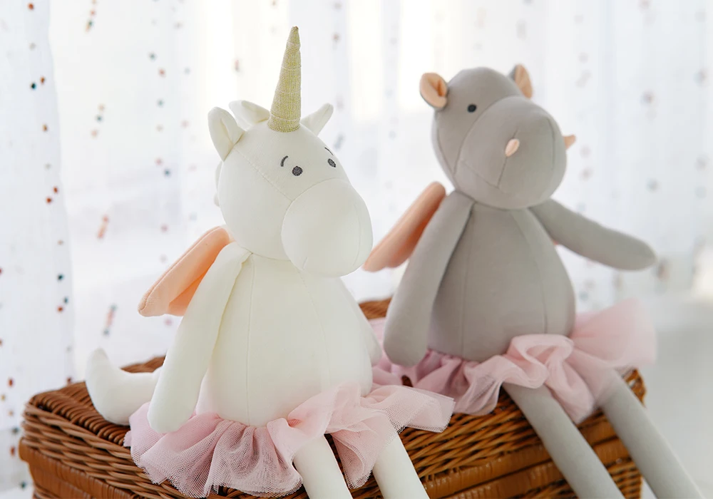 40 cm nijlpaarden knuffels met vleugel lange been schattig eenhoorn speelgoed voor kinderen kindercadeaus