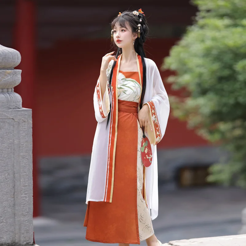 New Style Women's Song Spinning Dress Long Gan Temple Improved Han Elements Chinese Spring and Autumn Daily Full Set