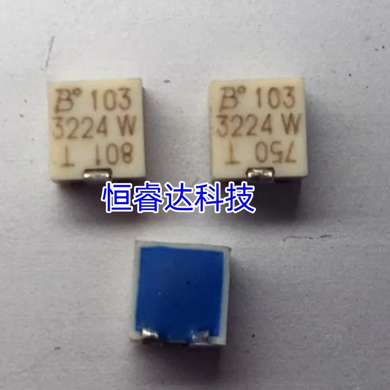 10PCS/LOT 3224W-1-103E 3224-10K 10kOhms 0.25W, 1/4W J Lead Surface Mount Trimmer Potentiometer Cermet 12 Turn Top Adjustment
