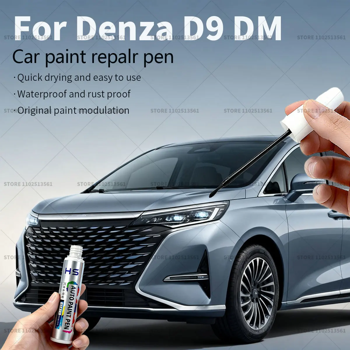 ل Denza D9 DM قلم إصلاح طلاء السيارات اللمس حتى مزيل الخدوش لتقوم بها بنفسك اكسسوارات السيارات رمادي 110 الذهب JD الأرجواني 118 الأبيض 117 الأسود #1