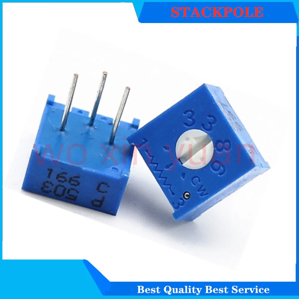 20PCS 3386P Potentiometer Precision Adjustable Resistance 100 200 500 Ohm 1K 2K 5K 10K 20K 50K 100K 200K 500K 1M Ohm 103