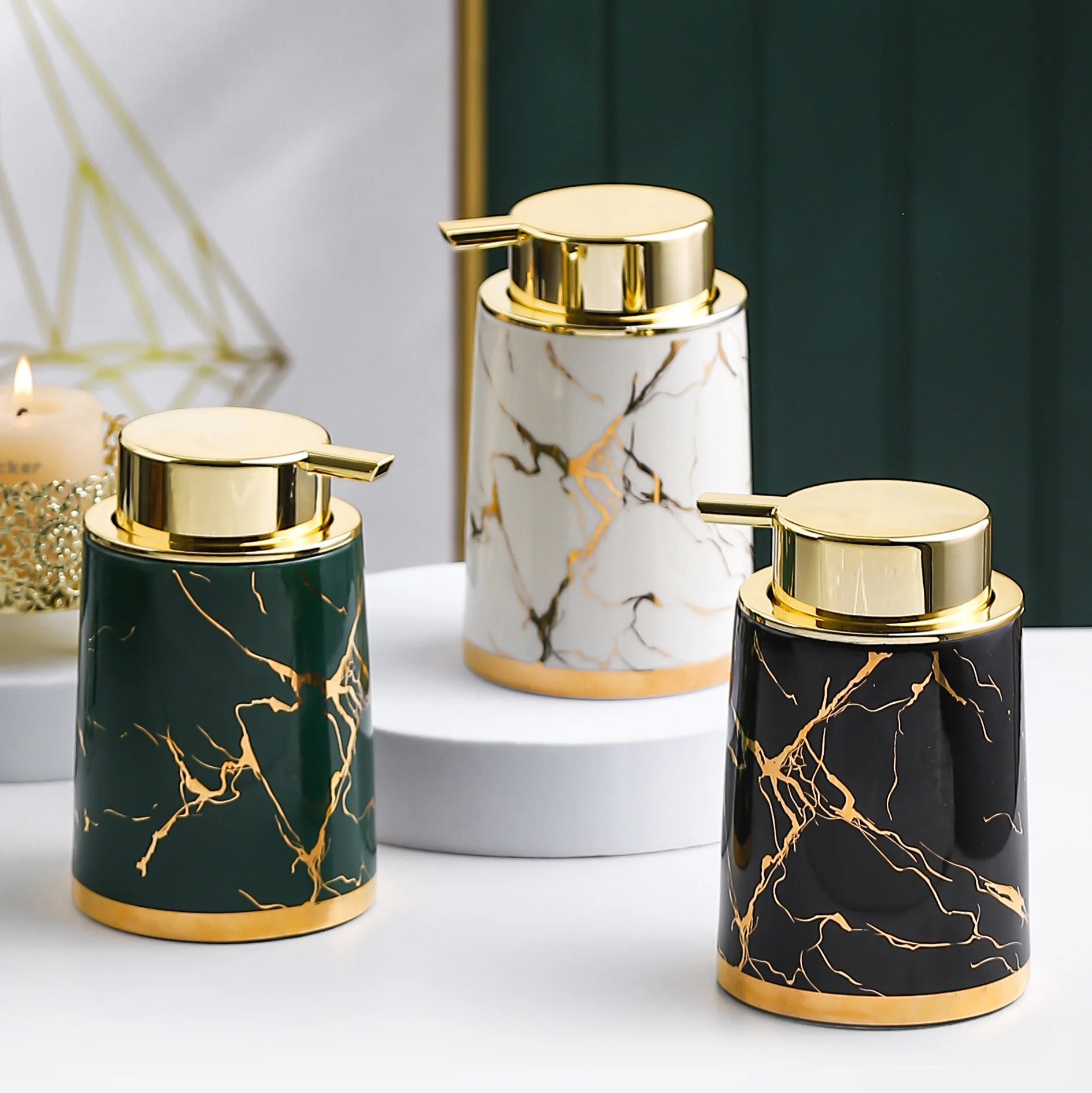 

Luxury Ceramic Foam Dispenser Bottle for Bathroom Soap Lotion High End Bathroom Accessories