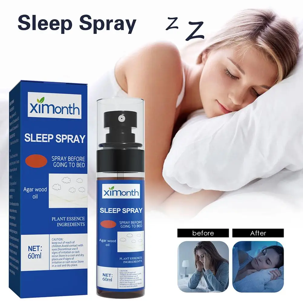 Sleep Mist Ebony e Agarwood Spray, Spray do sono para o sono, Queda AsnuFast, Aromaterapia para quarto, Spray de sono profundo de linho, S6H2, 60ml
