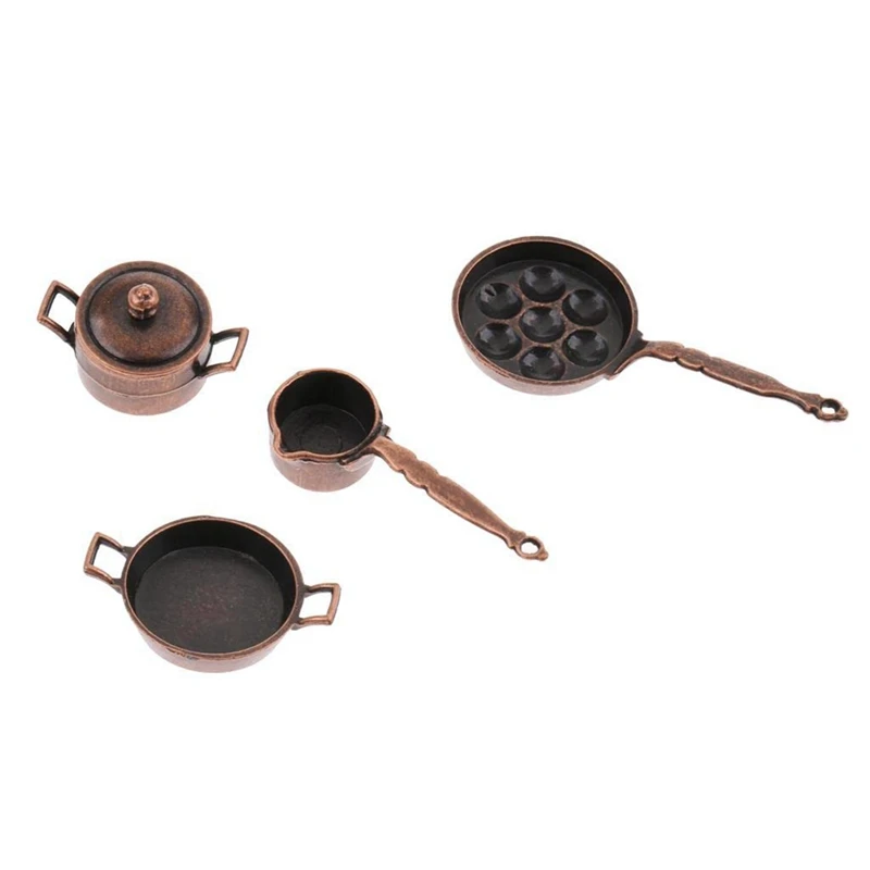 Dolls House Miniature Kitchen Cookware 4 Pieces Metal