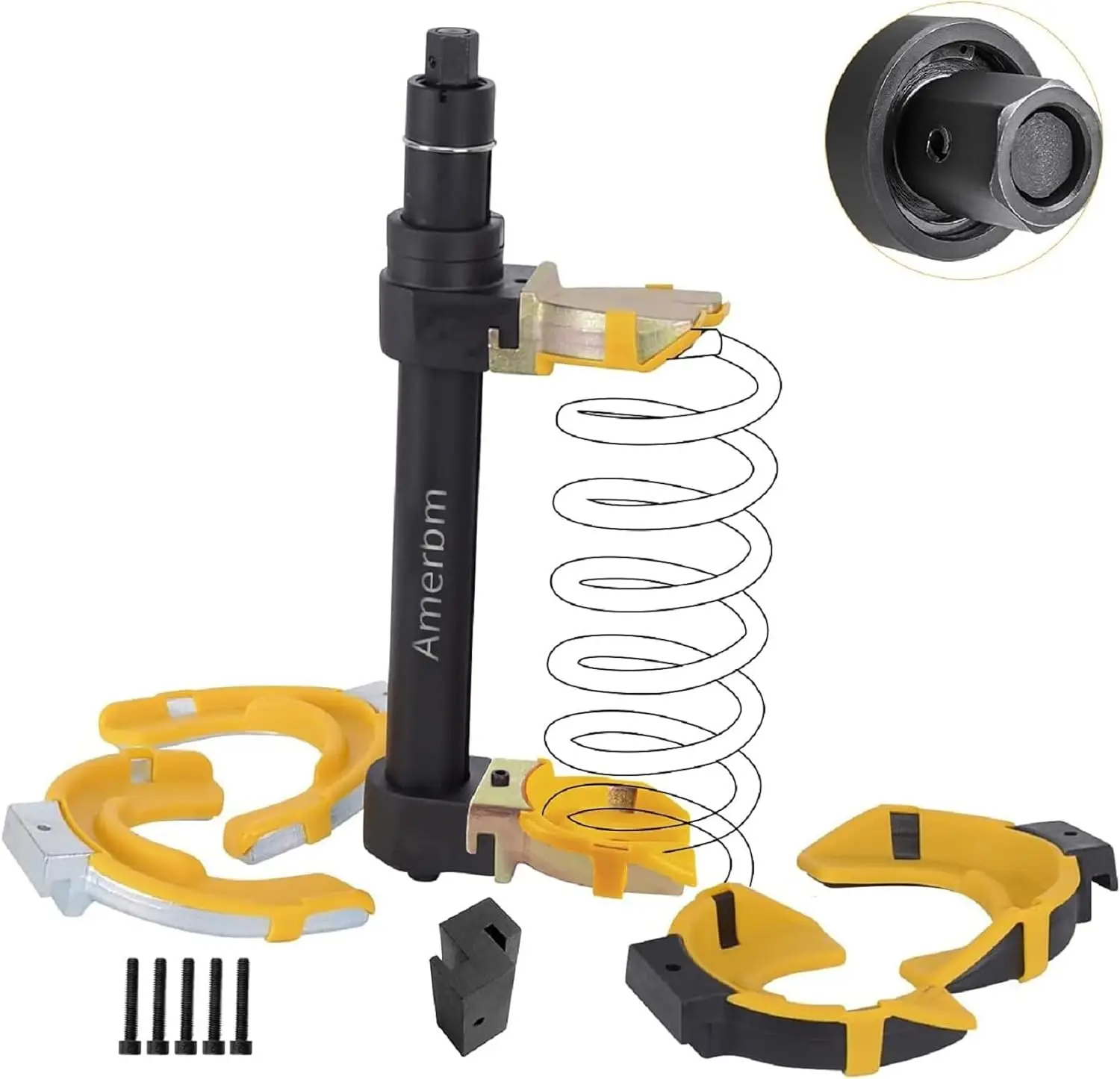 

Spring Compressor Tool Macpherson Interchangeable Fork Strut Coil Extractor Tool Set Safety Guard (Overload Protection Device)