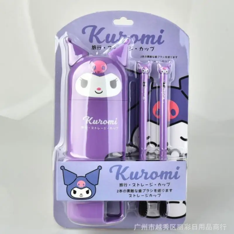 

Kawaii Sanrios аксессуары Hello Kitty Kuromi My Melody мультфильм Милая портативная зубная щетка набор для путешествий детский подарок