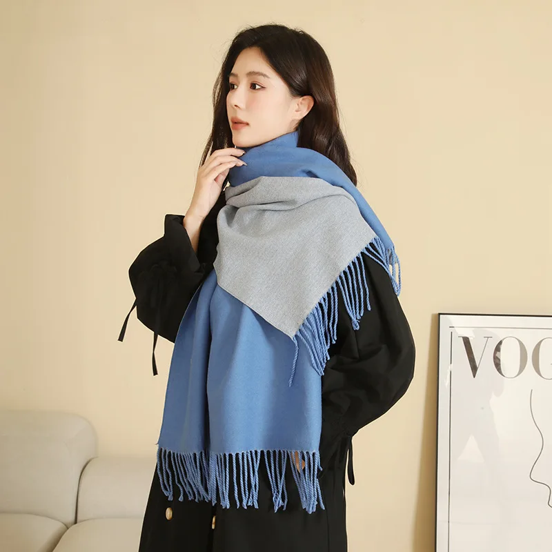 Wholesale 42 Colours Reversible Scarves Tassel Solid Cashmere Scarf Women And Men Shawl Wrap Winter Warm Shawl Wraps Pashmina