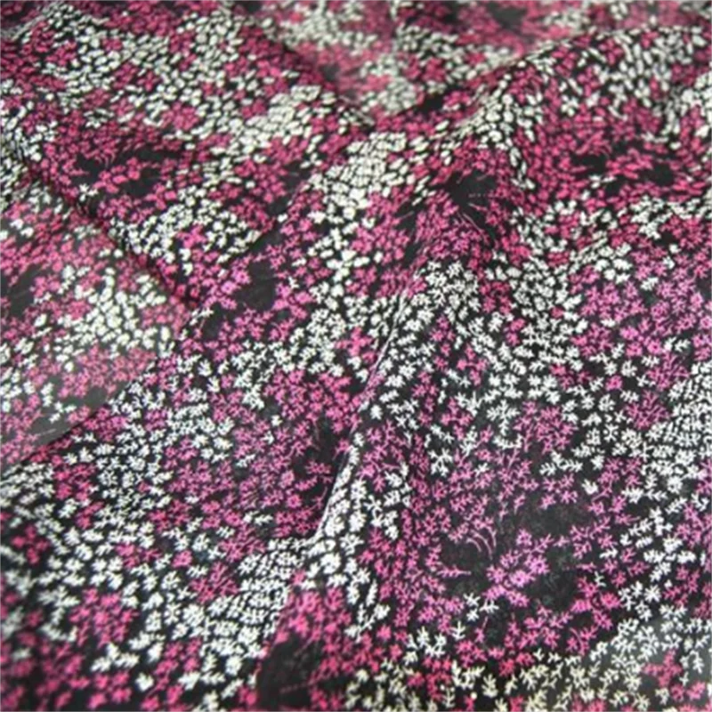 Chinese Factory Direct Good Quality Elegant Style Nice Small Floral Design Silk Chiffon Fabric for Lady Dress Sleepwear Pjs