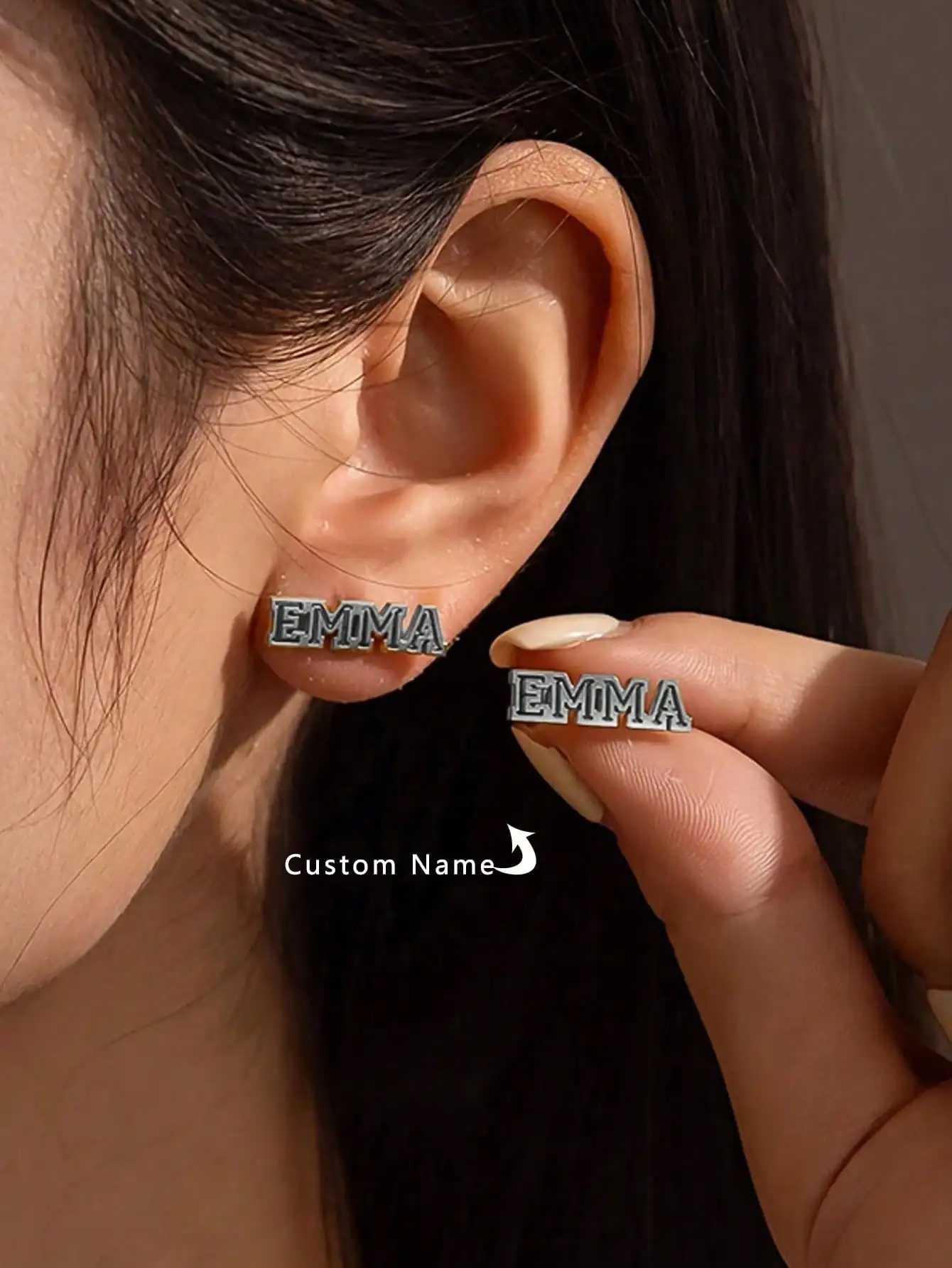Hollow Font Name Stud Earrings, Ladies Personalized Stainless Steel Earrings, Custom Jewelry, Daily Wear Accessories, Unisex