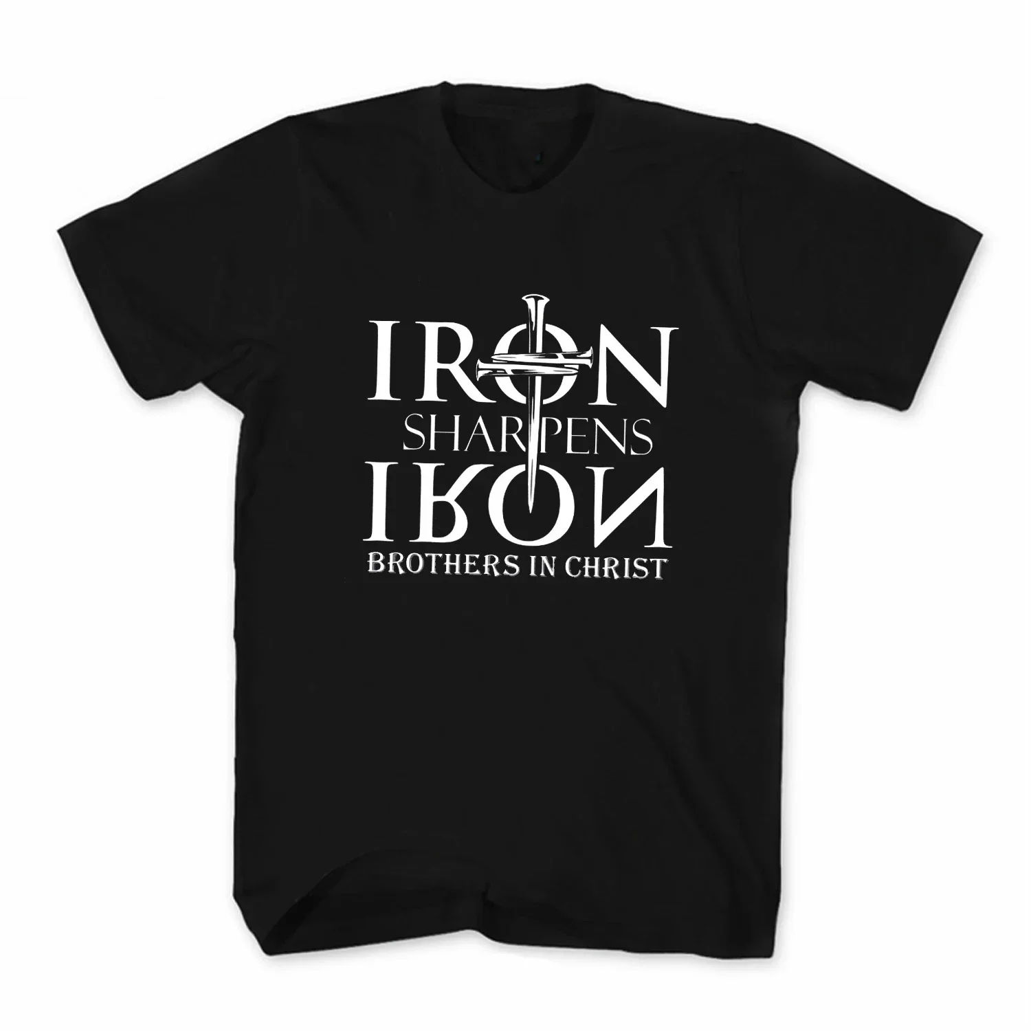 Iron Sharpens Iron Brothers In Christ. The Armor of God Christian T-Shirt 100% Cotton O-Neck Short Sleeve Casual Mens T-shirt