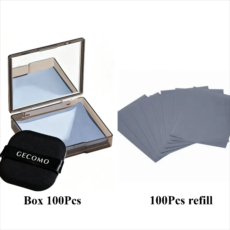 100 Count Oil Blotting Papers with Mirror Shine Remover Without Destroying Makeup Travel Friendly Face Tool C543 A/B
