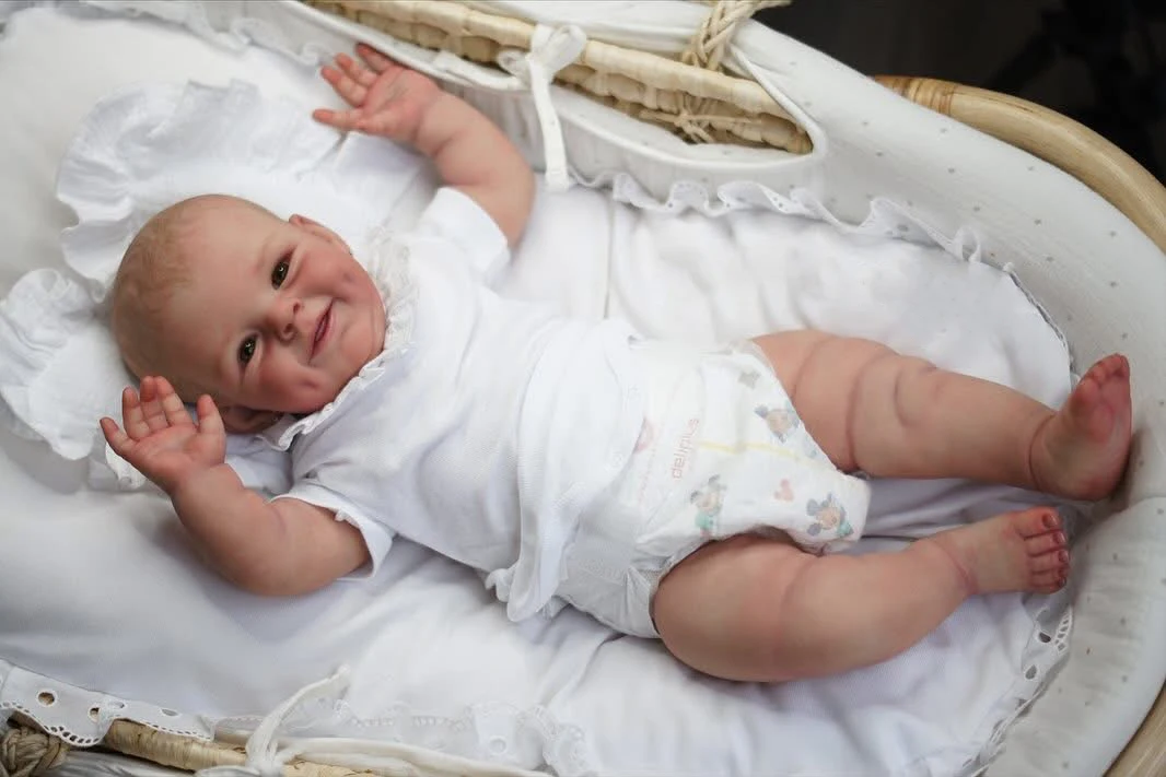 NPK 22inch Reborn Baby Doll Shaya Version Cute Toddler Boy Real 3 Month Size Lifelike Soft Touch Cuddly Toy for Ages 3-15