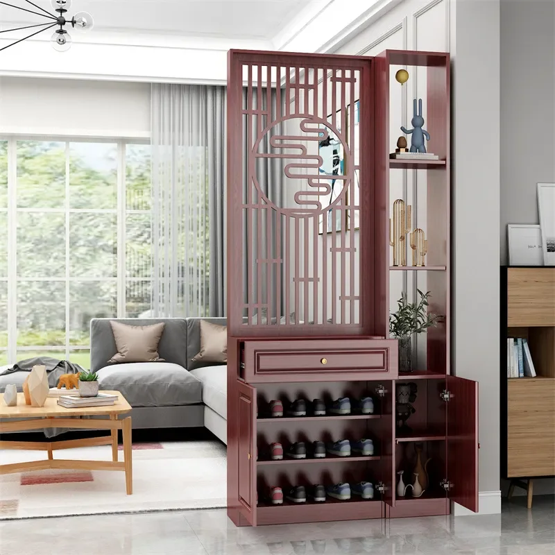 New Chinese Style Screen Partition Entrance Door Living Room Shielding Entrance Cabinet Modern Simple Decoration Solid Wood