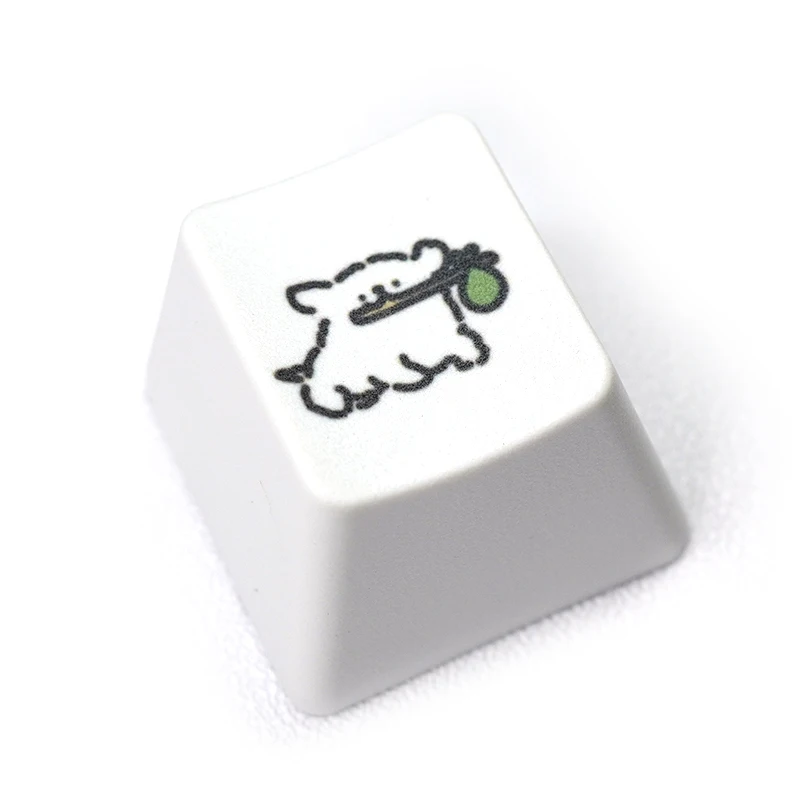 1set PBT Keycaps Schattige Kleine Hond Keycap Persoonlijkheid Dye Subbed Keycaps voor Mx Stem Gaming Mechanische Toetsenborden Wit R4 KeyCaps