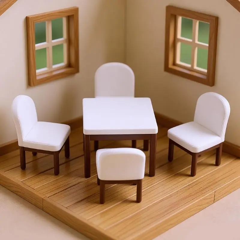 Miniatur-Esstisch und Stühle aus Kunststoff Maßstab 1:12 für Puppenhäuser, Zubehör und Modelldisplays A2UB – Detail 10