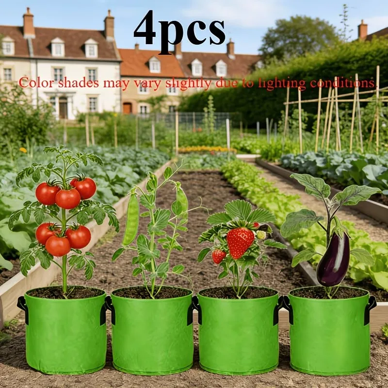4pcs Green Planting Bags for Potato & Carrot Breathable Seedling Balcony Garden New Gardening Artifacts