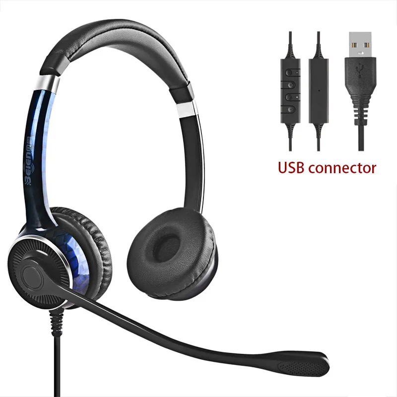 FC22 Corded Telephone Headset with Microphone Call Center Telephone Headphones Noise Cancelling Landline Phone Headset