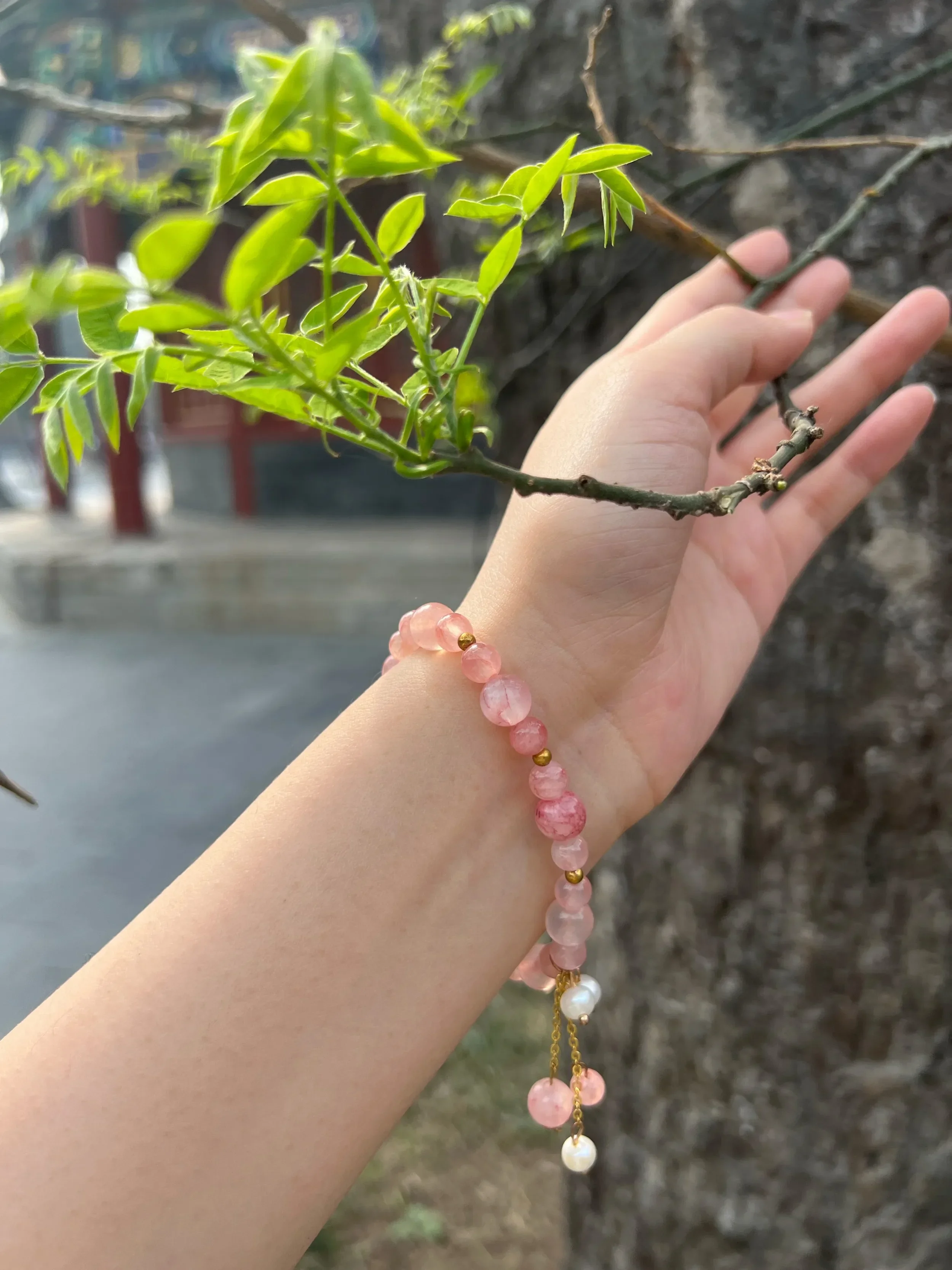 Beijing Legal Circulation Office Pink Crystal Pendant Souvenir Lucky Incense Ashes Bracelet To Send Friends Safe And Healthy