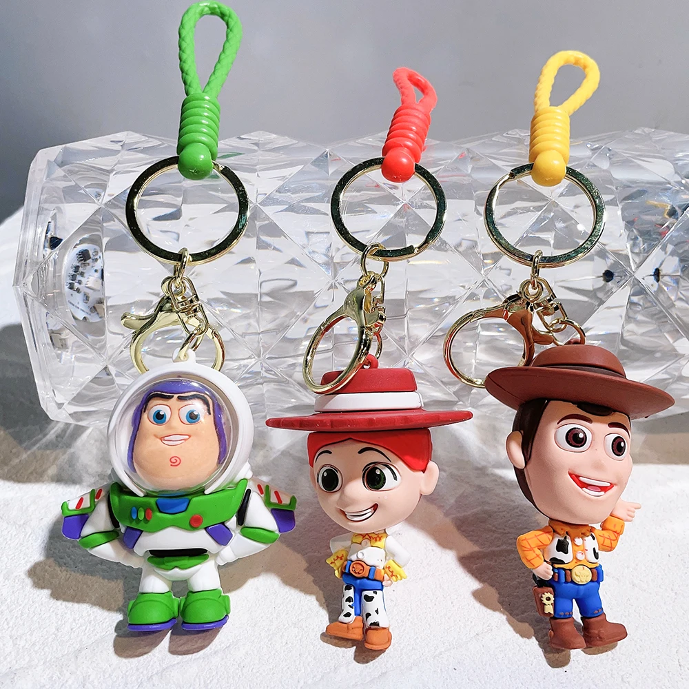 Disney Toy Story Keychains Anime Buzz Lightyear Woody Lotso Keyring Collection Doll Bag Car Accessory Christmas Birthday Gifts