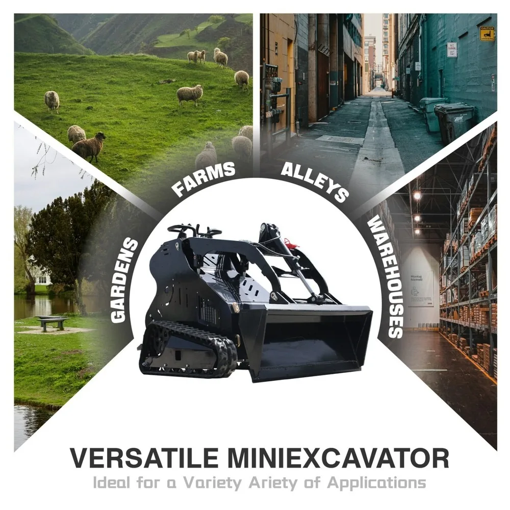 Carregador de direção multiuso de 13,5 HP com garantia de um ano, mini motor EPA de crawler stand-on com trilhos estendidos