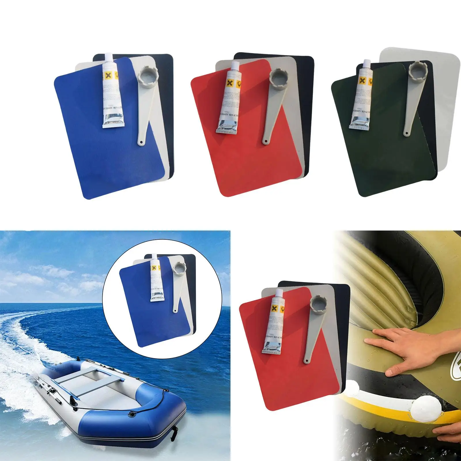 Kayak Repair Patches Kayak Air Valve Wrench Kayak Repair Kit PVC Repair Patches for Swimming Pool Raft Water Toys Accessories