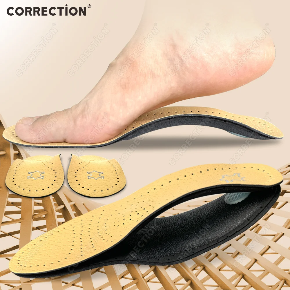 

Leather Orthotic Insole For Flat Feet Arch Support Orthopedic Leather Sport Insole For Men Women O/X Leg Corrected Insoles