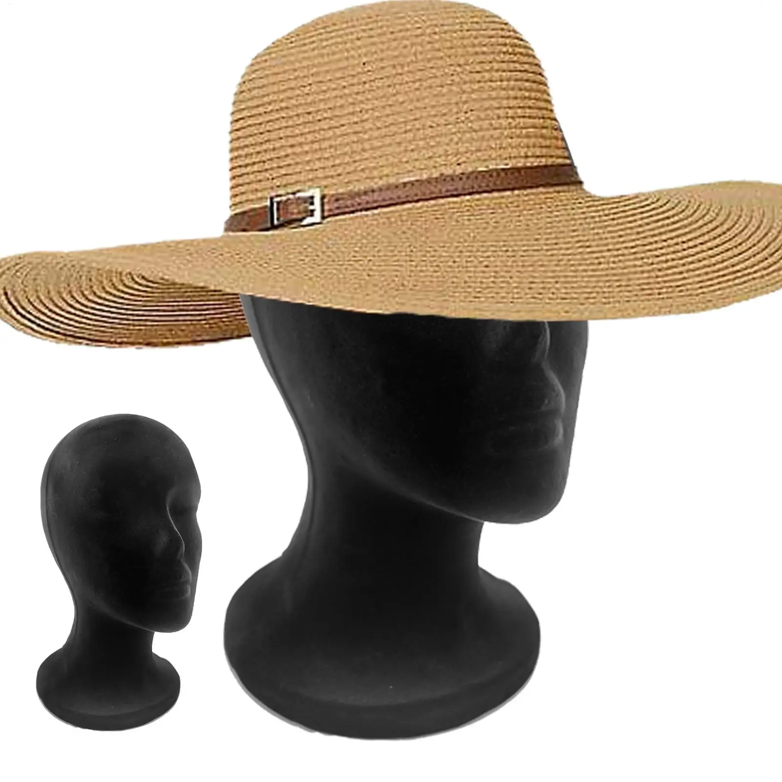 Black Foam Head Mannequin Human Model Display Support Props Hair Styling Wig Head for Hats Hairpieces Arts Crafts Beauty Salon