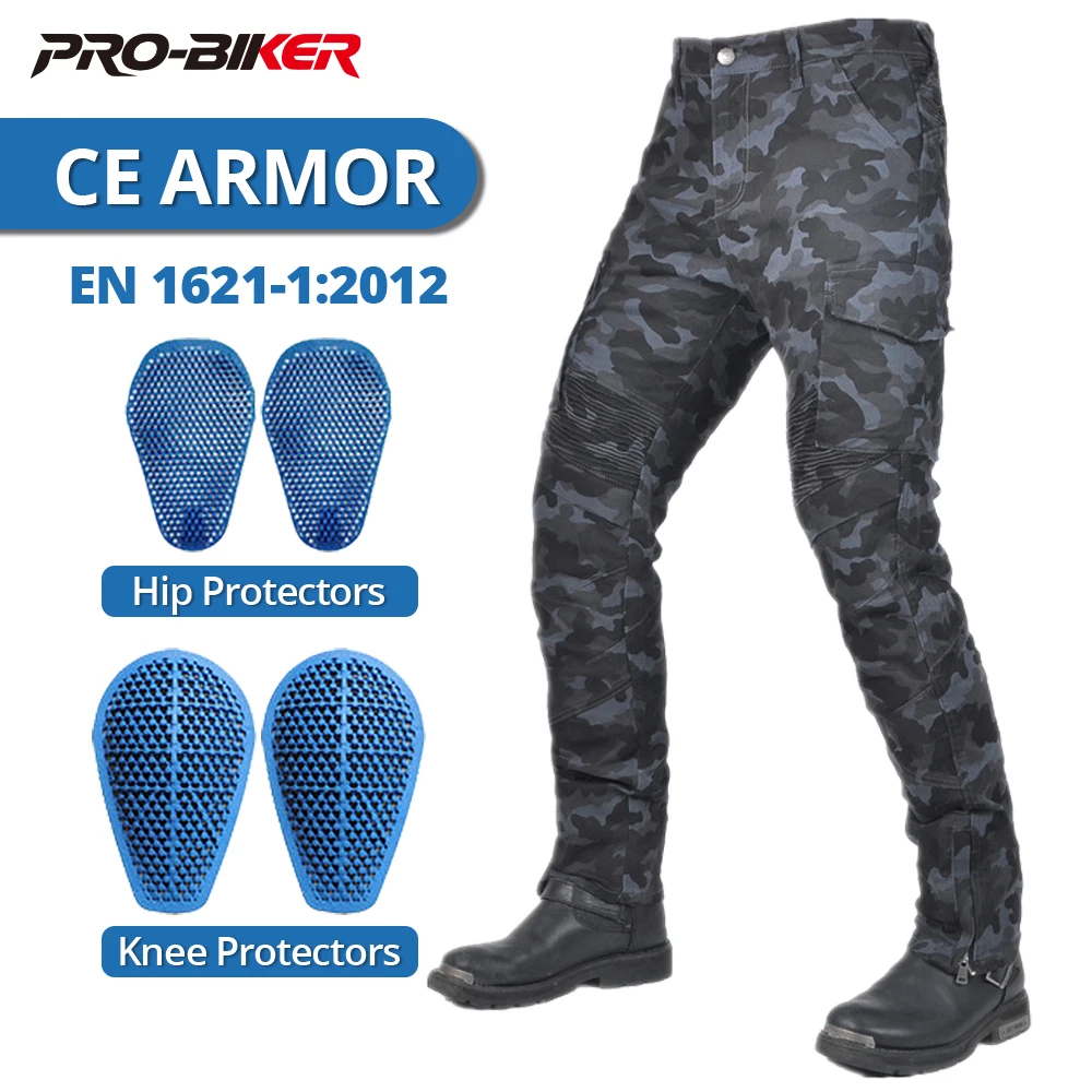 

All Seasons Motorcycle Pants Anti-Fall Wear-Resistant Outdoor Motocross Riding Pants Motorbike Pants Built-in CE Protective Pads
