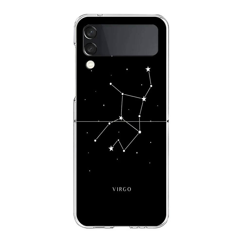 Constellation Virgo Aries Phone Cover For Samsung Galaxy Z Flip 6 5 4 Case Transparent For Samsung Z Flip 3 Hard PC Foldable Bag