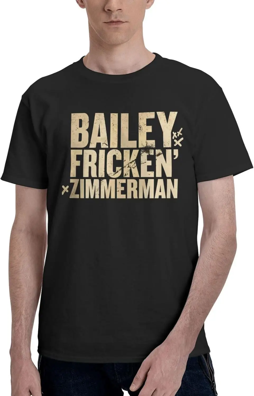 Bailey Music Zimmerman Shirt Men's Cotton Short Sleeve Printed T Shirt Casual T-Shirts Crew Neck Tee Shirt Tops Black