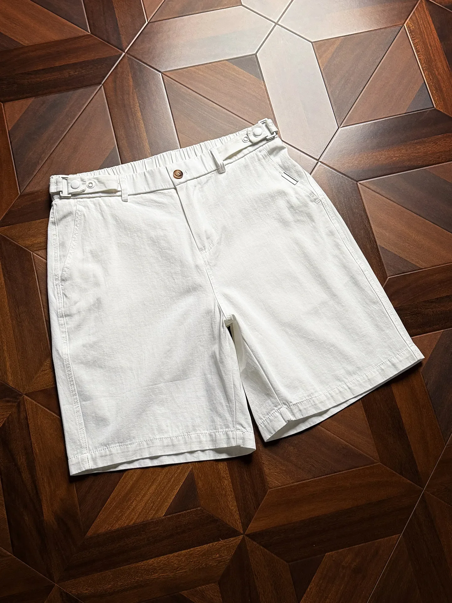 Adjustable waist-free, light business casual five-point pants, pure cotton breathable and comfortable shorts