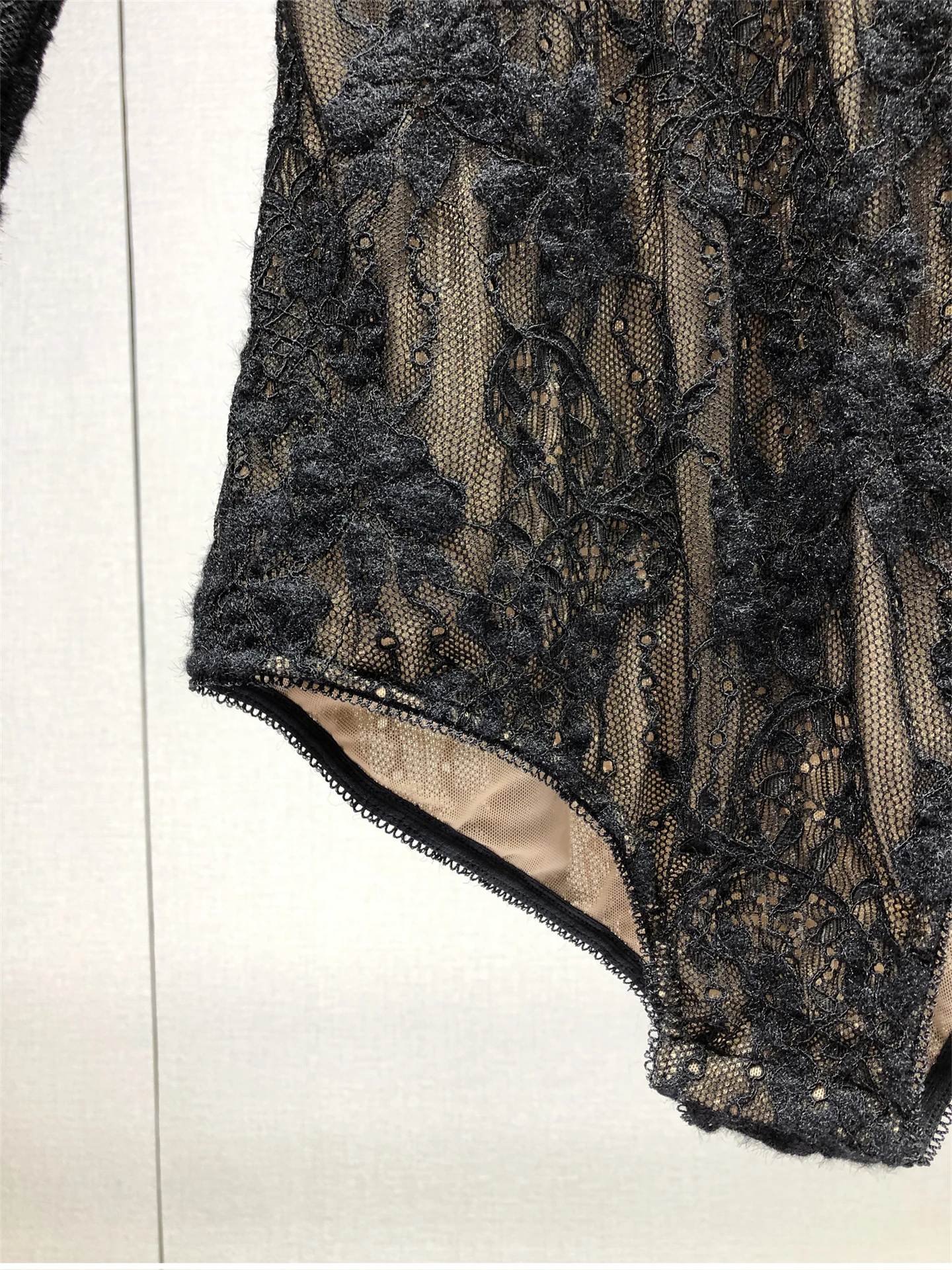 Women's Lace round Ne-Piece Suit Slim Fit Transparent Spring Autumn High Waist ort Pants Versatile Sle 8%-90% Fabric