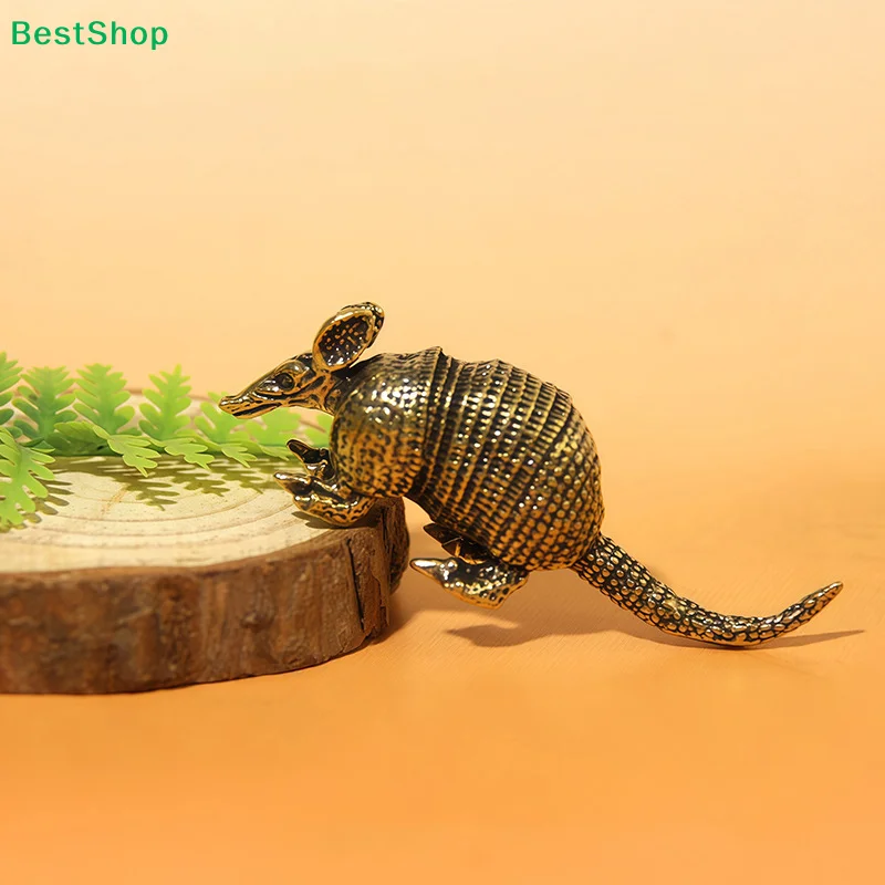 Image of 〔R〕Messingfigur von einem Gürteltier – Miniatur-Tierstatue im Vintage-Stil für Schreibtischdekoration