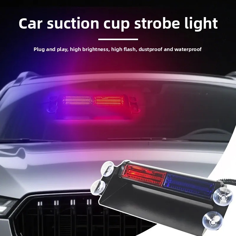 Car Warning Strobe Light, Waterproof Dustproof Suction Cup Flashing Lamp, Emergency Safety Signal for Vehicle Truck Traffic