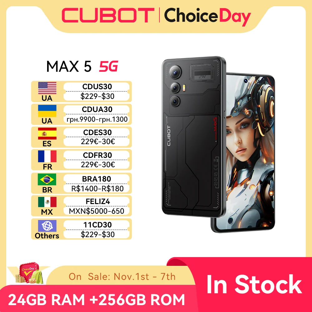 5G smartphone CUBOT Minden 5, dimensity 8200 4nm 3.1ghz, 6.95-inch 144hz Nagyszabású Dug vmibe, Játék telefont, 24GB RAM(12GB+12GB), 256GB ROM